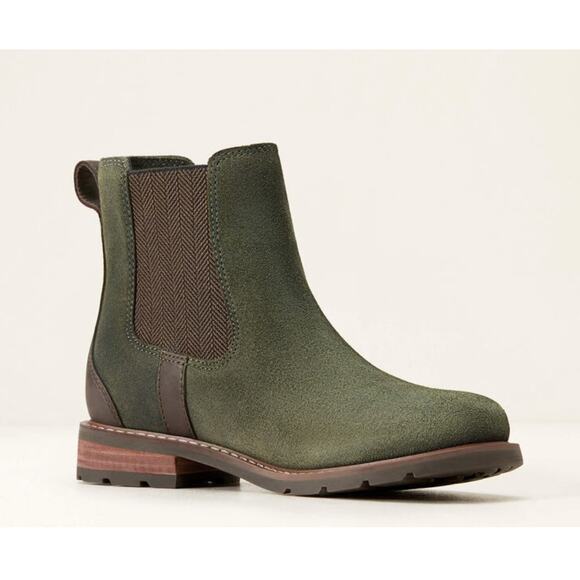Ariat Women's Wexford Waterproof Chelsea Boots Olive Suede Size 7 NWOB Comfy - Picture 1 of 11